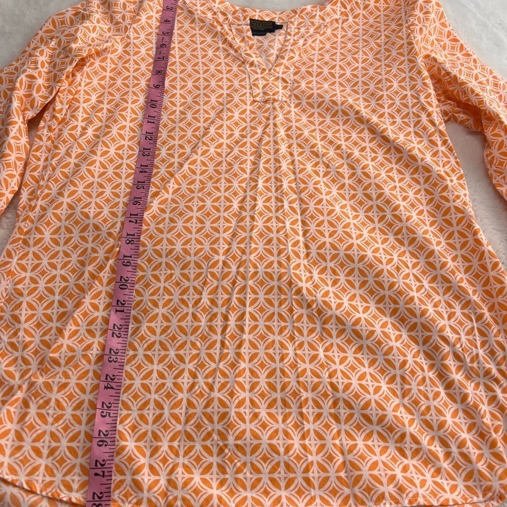Pendleton Geometric Orange Cotton Split Neck Blou… - image 8